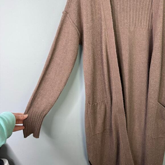 London Kaye Brown Duster Cardigan Stretch Knit Sweater with Pockets Women's Sz S - Picture 9 of 11
